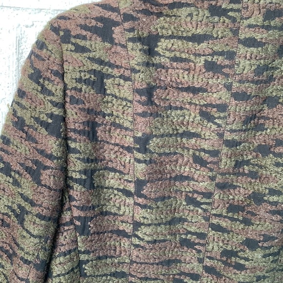 Akris Silk Tweed Knit Green Brown Notched Blazer size 10 - Picture 7 of 7